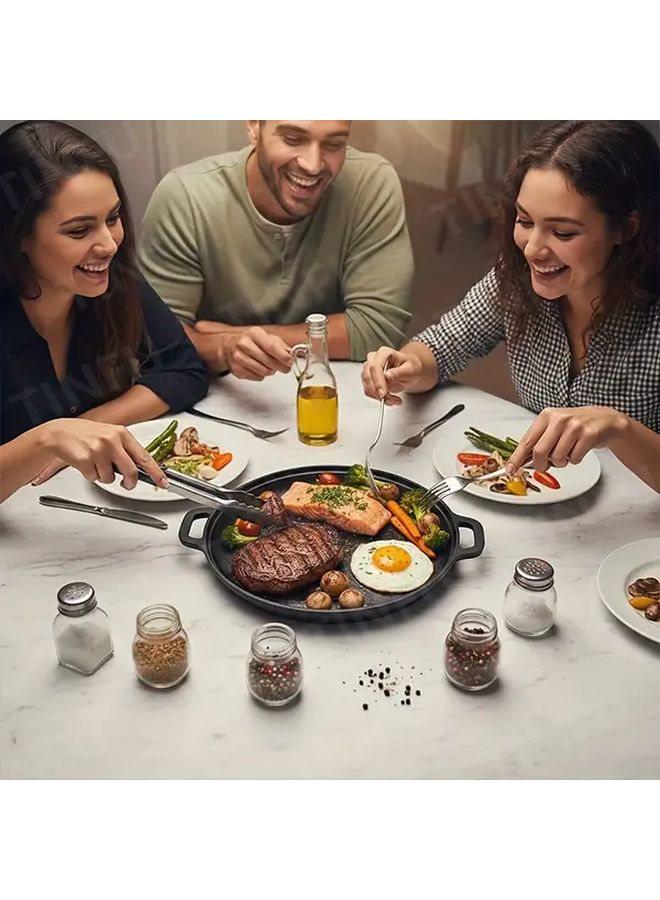Black 6 Piece Cast Iron Frying Pan Set 11 81 Inch Induction Compatible Durable Cookware - Image 2